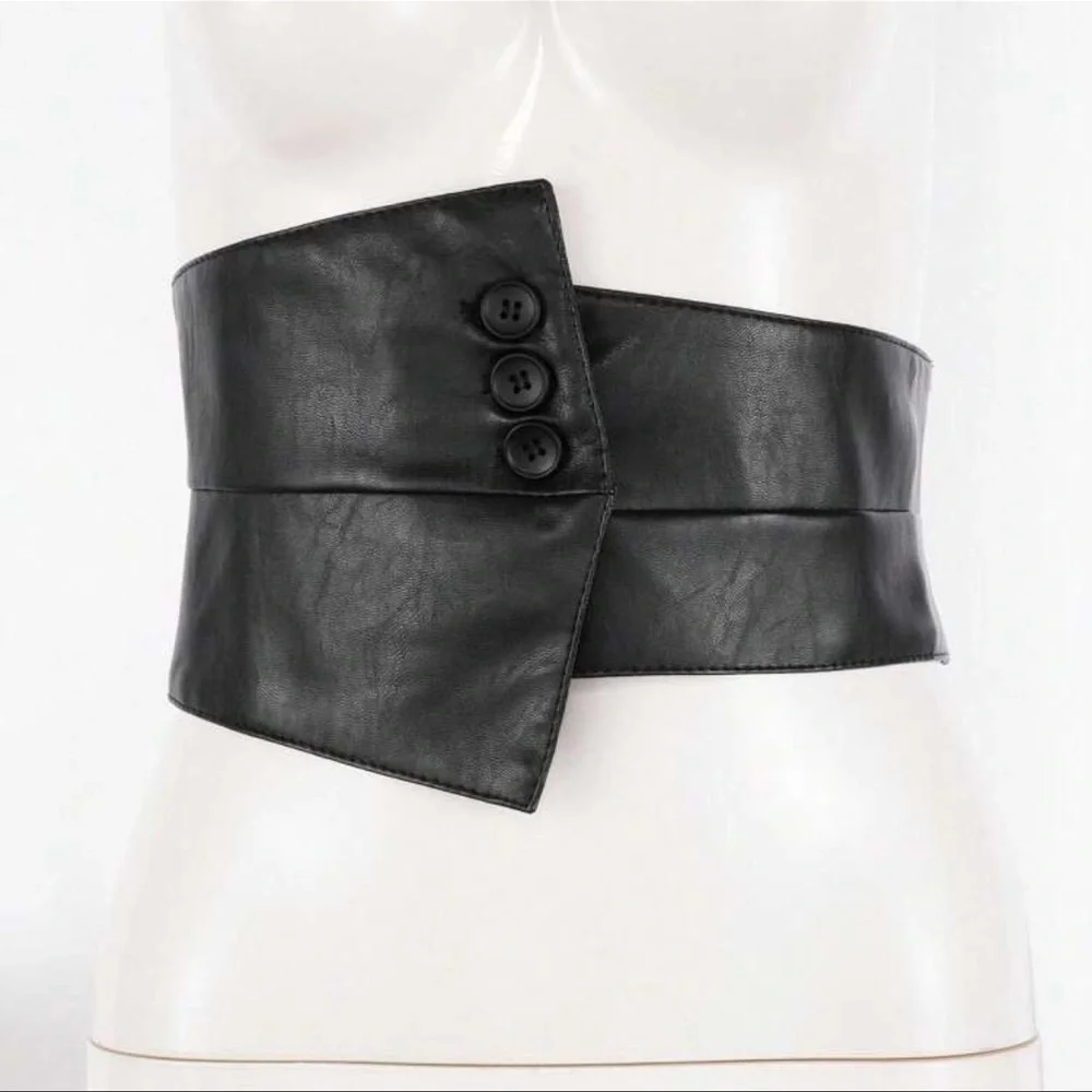 Vegan Leather Wide Corset Assymetrical Belt - Picture 5 of 6